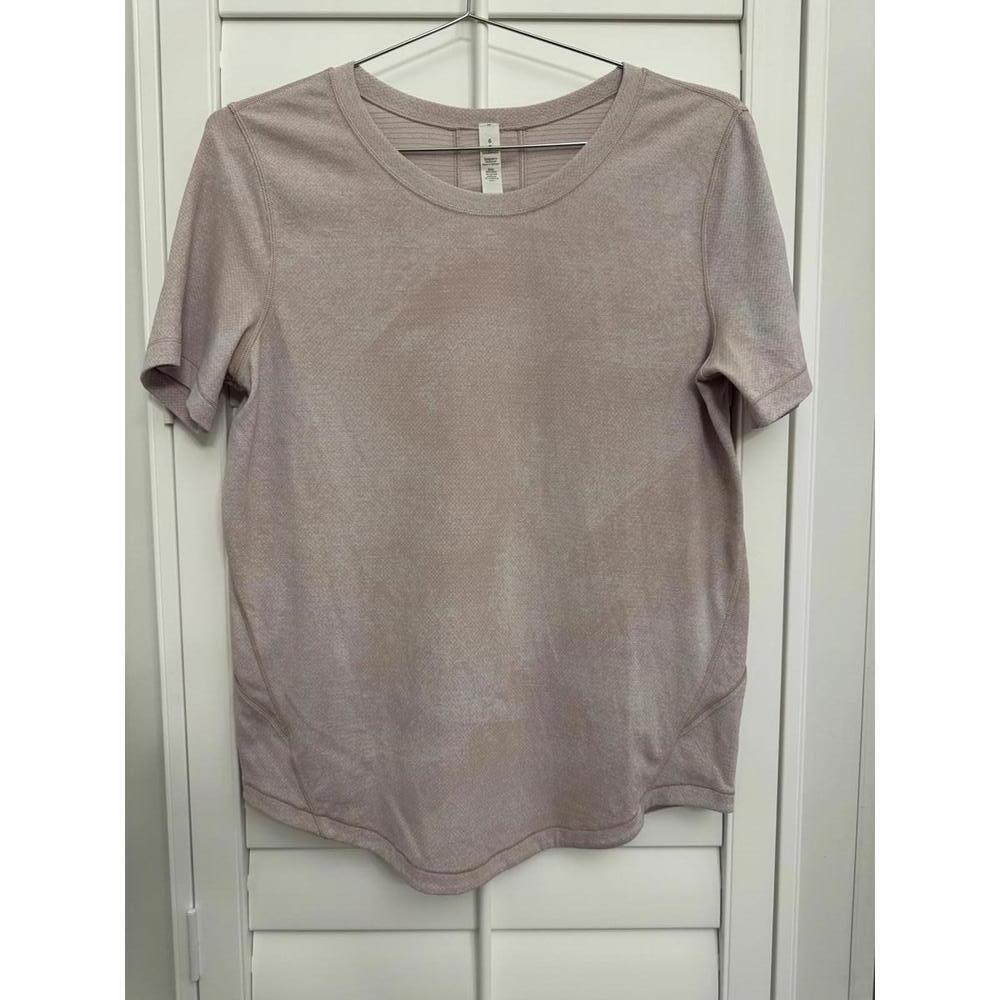 Lululemon Long Distance Short Sleeve Pink Jacquard Alpine White Mink Berry sz 6 - Picture 2 of 6